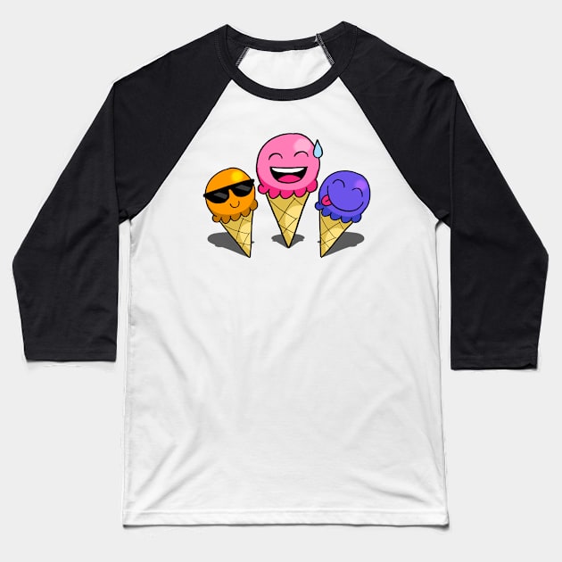 Emoji Ice Cream Cones Baseball T-Shirt by dogbone42